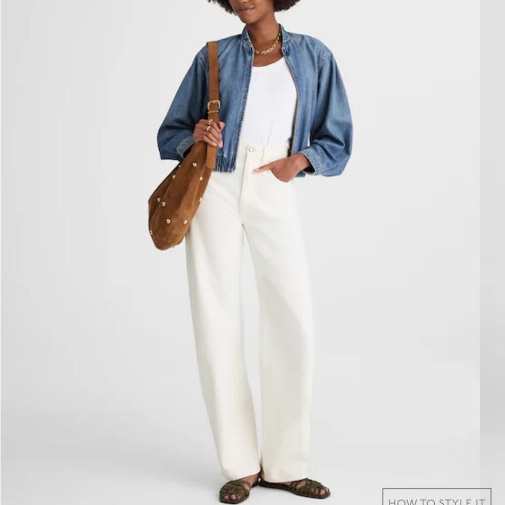 NWT Madewell Balloon Jeans in Tile White Rigid Size 24